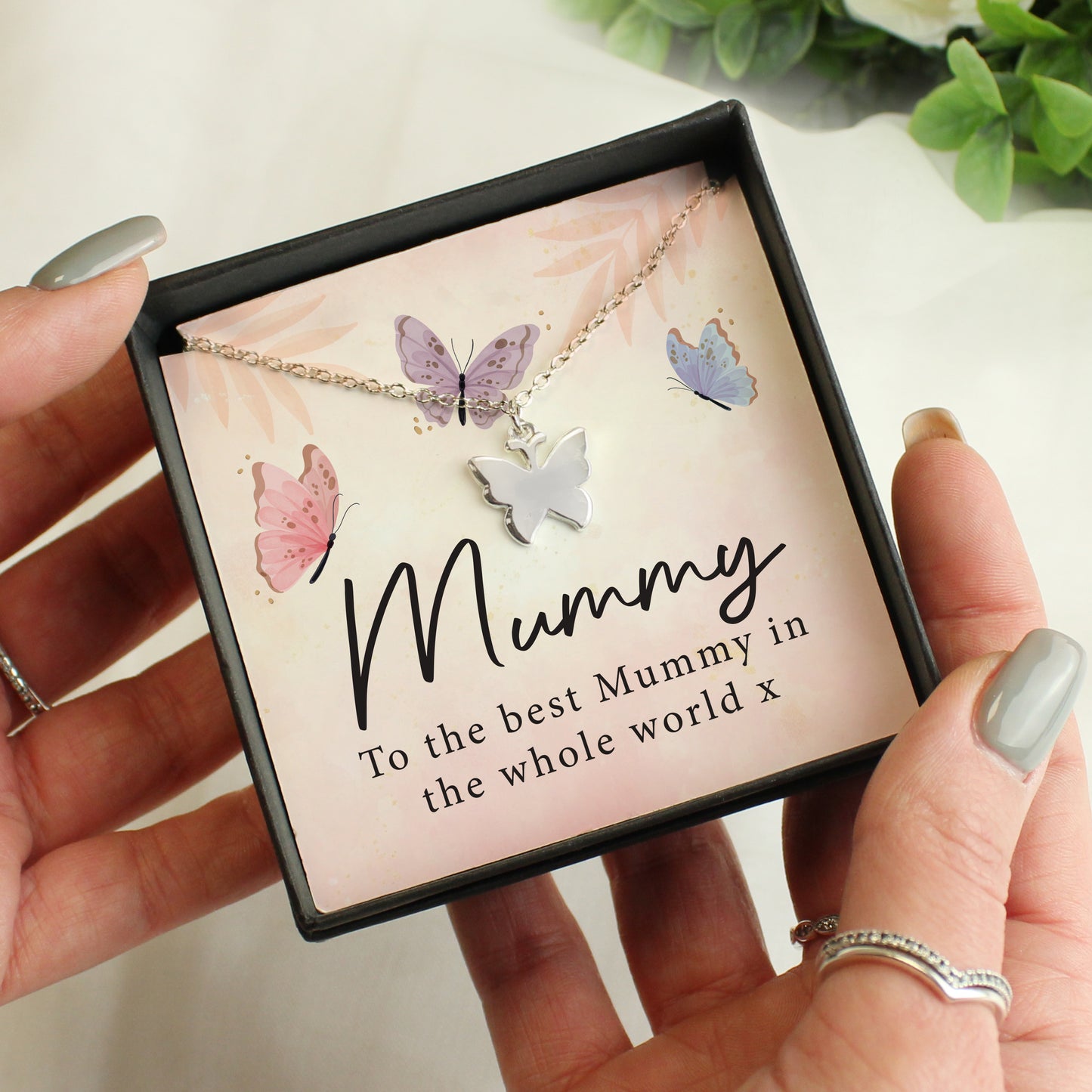 Personalised Sentiment Card & Butterfly Necklace