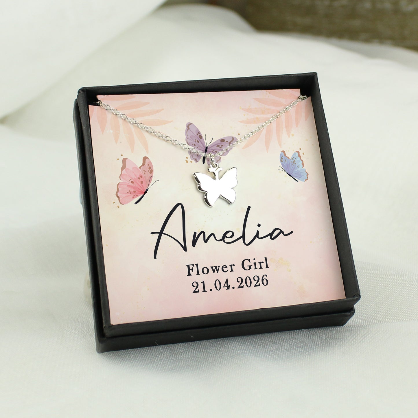Personalised Sentiment Card & Butterfly Necklace