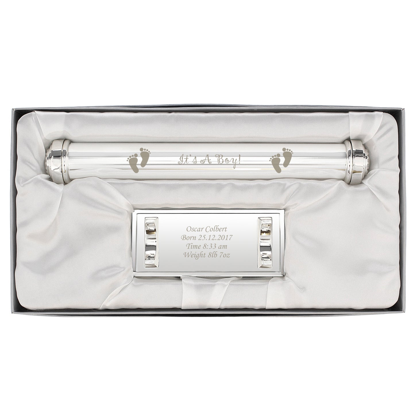 Personalised Its A Boy Silver Plated Certificate Holder