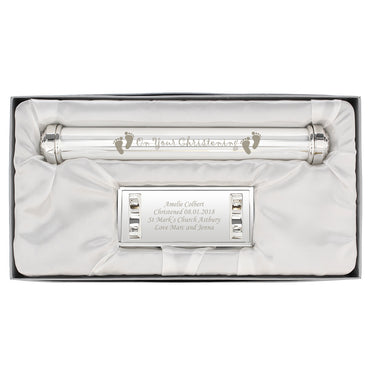 Personalised Christening Silver Plated Certificate Holder