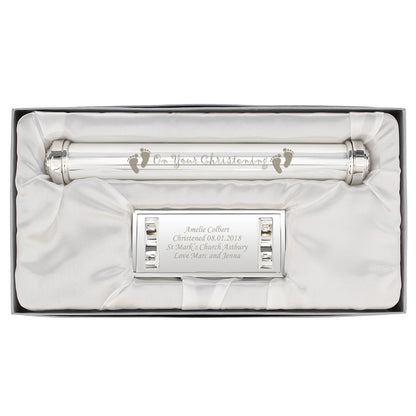 Personalised Christening Silver Plated Certificate Holder