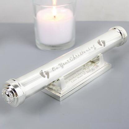Personalised Christening Silver Plated Certificate Holder