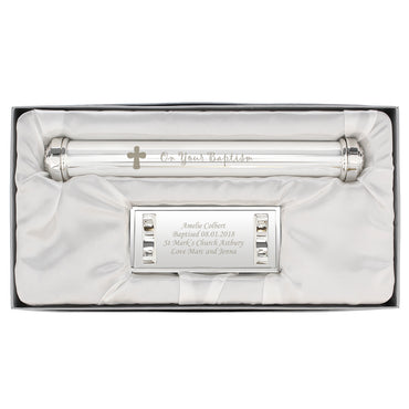 Personalised Baptism Silver Plated Certificate Holder
