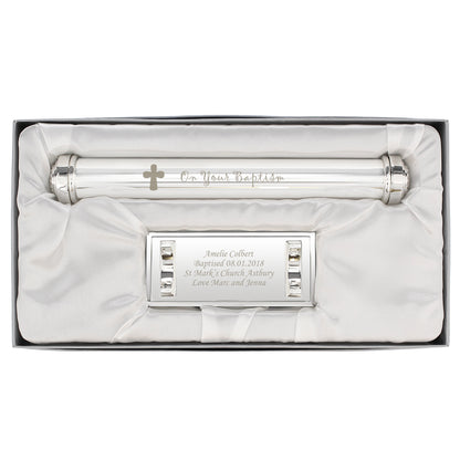 Personalised Baptism Silver Plated Certificate Holder