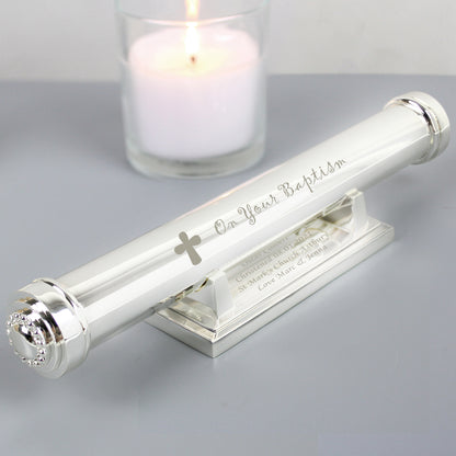 Personalised Baptism Silver Plated Certificate Holder