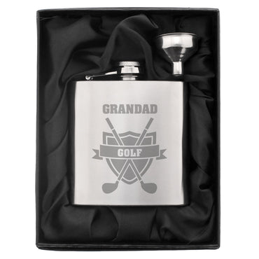 Personalised Golf Crest Hip Flask