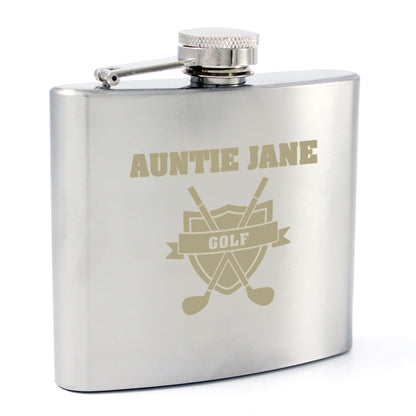 Personalised Golf Crest Hip Flask