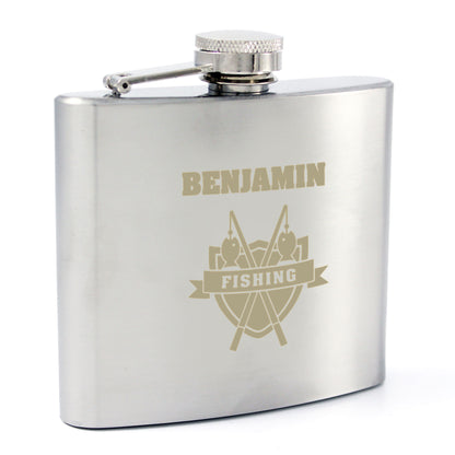 Personalised Fishing Crest Hip Flask