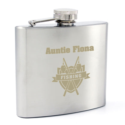 Personalised Fishing Crest Hip Flask