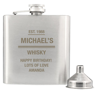 Personalised Message Stainless Steel Hip Flask