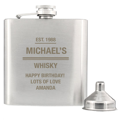 Personalised Message Stainless Steel Hip Flask