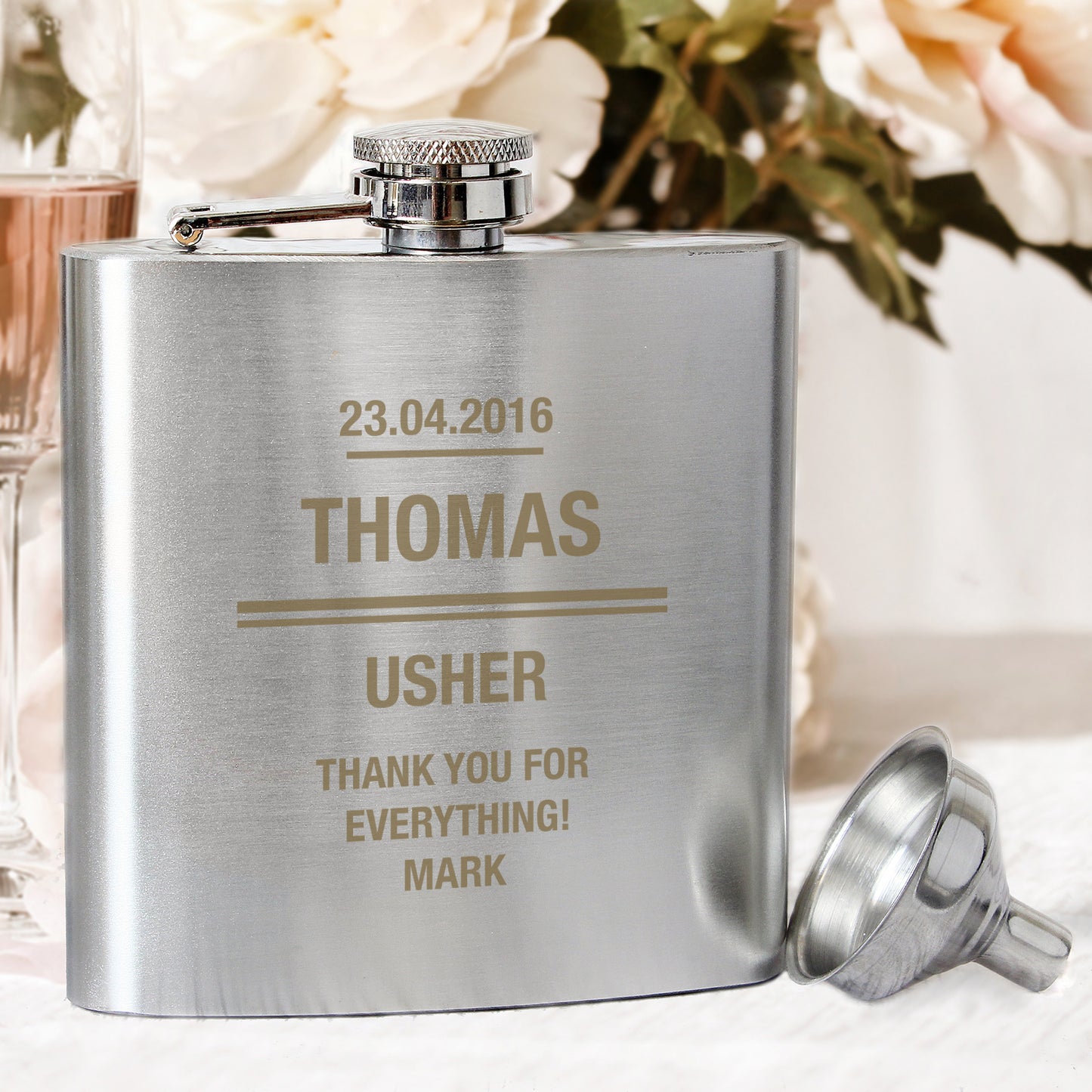 Personalised Message Stainless Steel Hip Flask