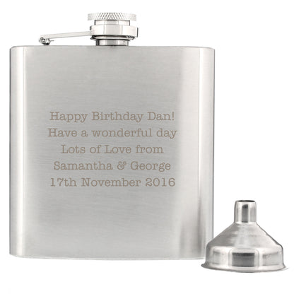 Personalised Any Message Stainless Steel Hip Flask