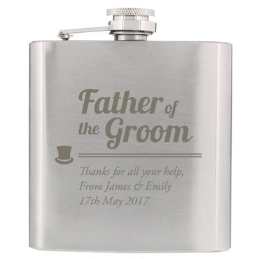 Personalised Father of the Groom Hip Flask
