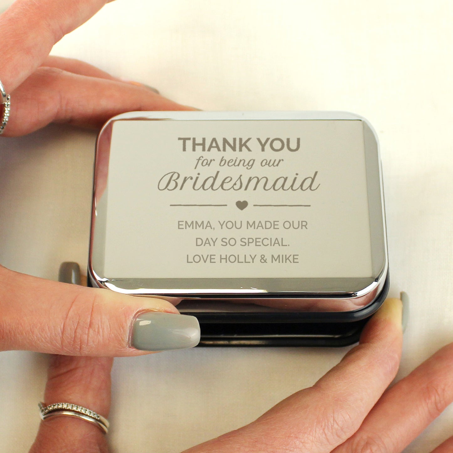 Personalised Bridesmaid Box and Sterling Silver Heart Necklace