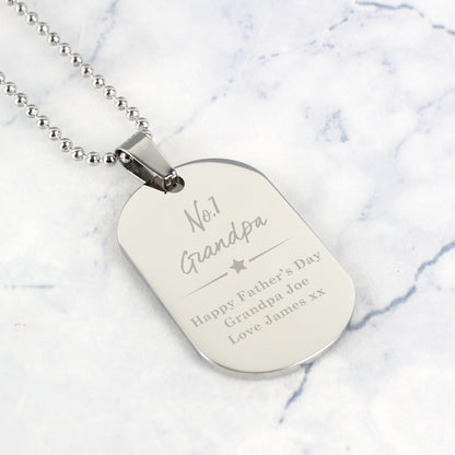 Personalised No.1 Stainless Steel Dog Tag Necklace