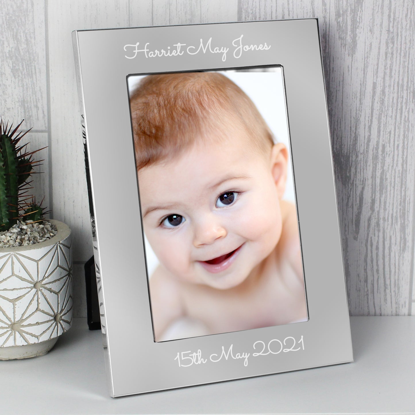 Personalised Free Text Script 7 x 5 Silver Photo Frame