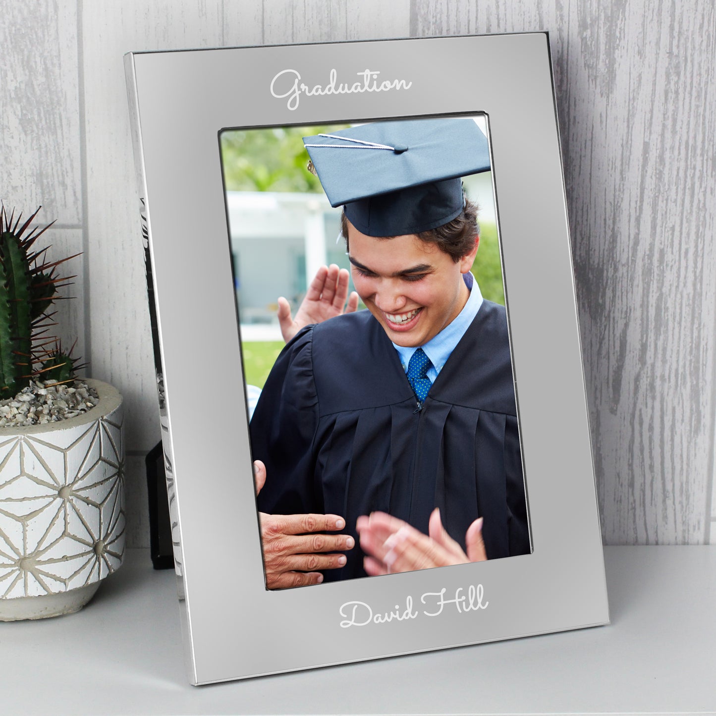 Personalised Free Text Script 7 x 5 Silver Photo Frame