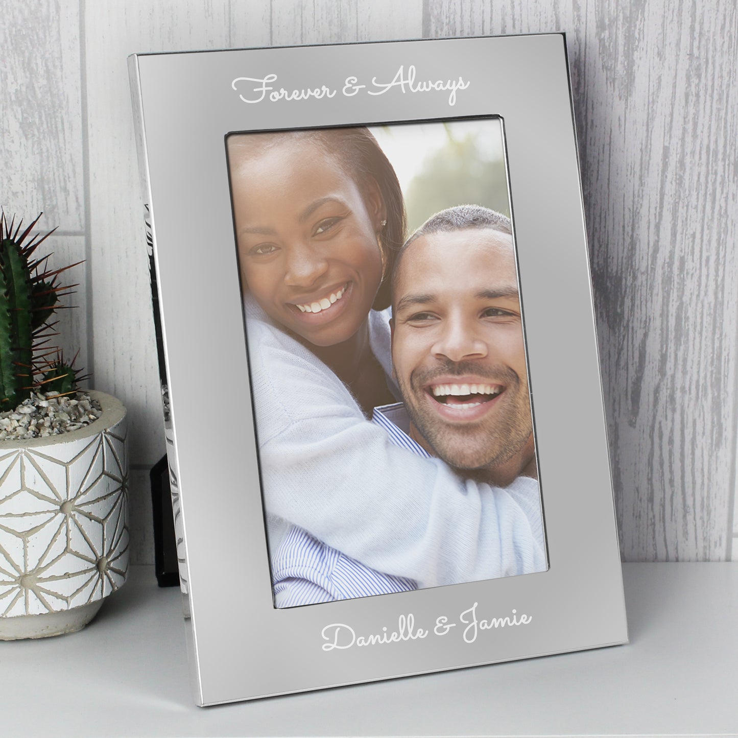 Personalised Free Text Script 7 x 5 Silver Photo Frame