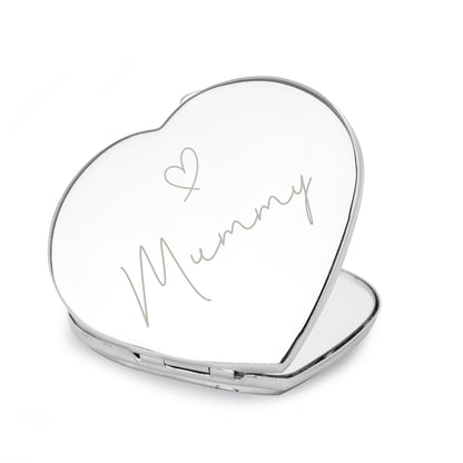 Personalised Name Diamante Heart Compact Mirror