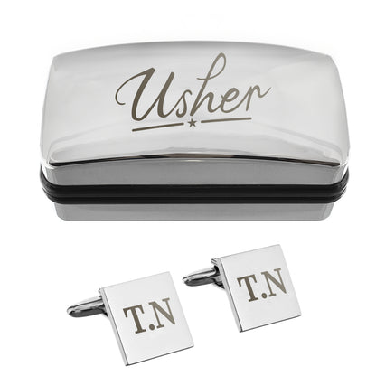 Personalised Usher Wedding Cufflinks and Box Set