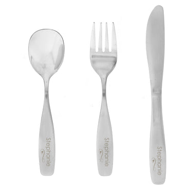 Personalised 3 Piece Swirls & Hearts Cutlery Set