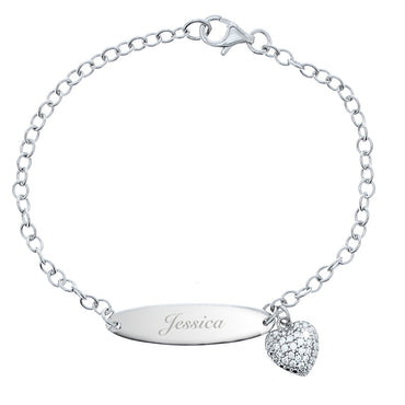 Personalised Children's Sterling Silver and Cubic Zirconia Bracelet
