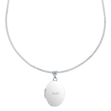 Personalised Name Only Sterling Silver Oval Locket Necklace