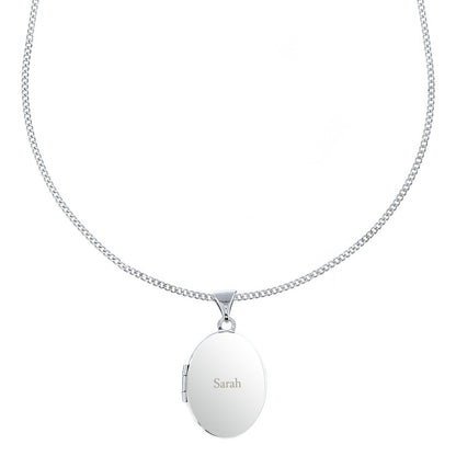 Personalised Name Only Sterling Silver Oval Locket Necklace