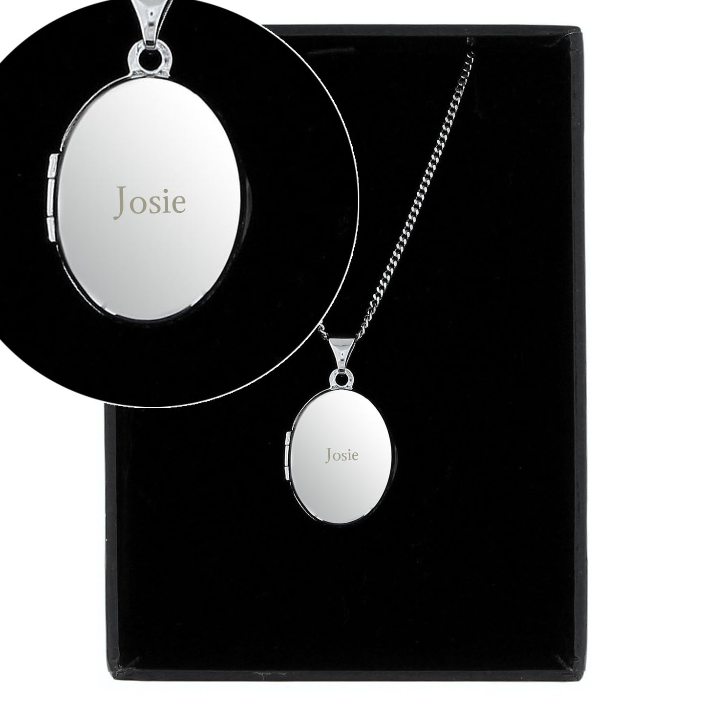 Personalised Name Only Sterling Silver Oval Locket Necklace