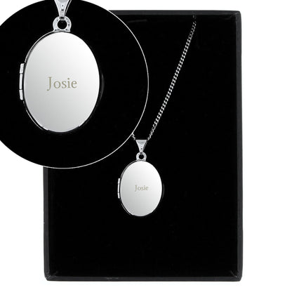 Personalised Name Only Sterling Silver Oval Locket Necklace