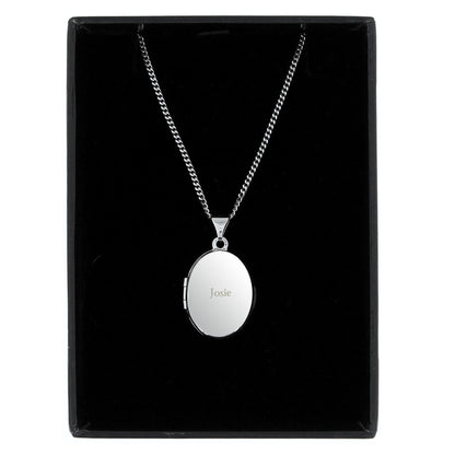 Personalised Name Only Sterling Silver Oval Locket Necklace