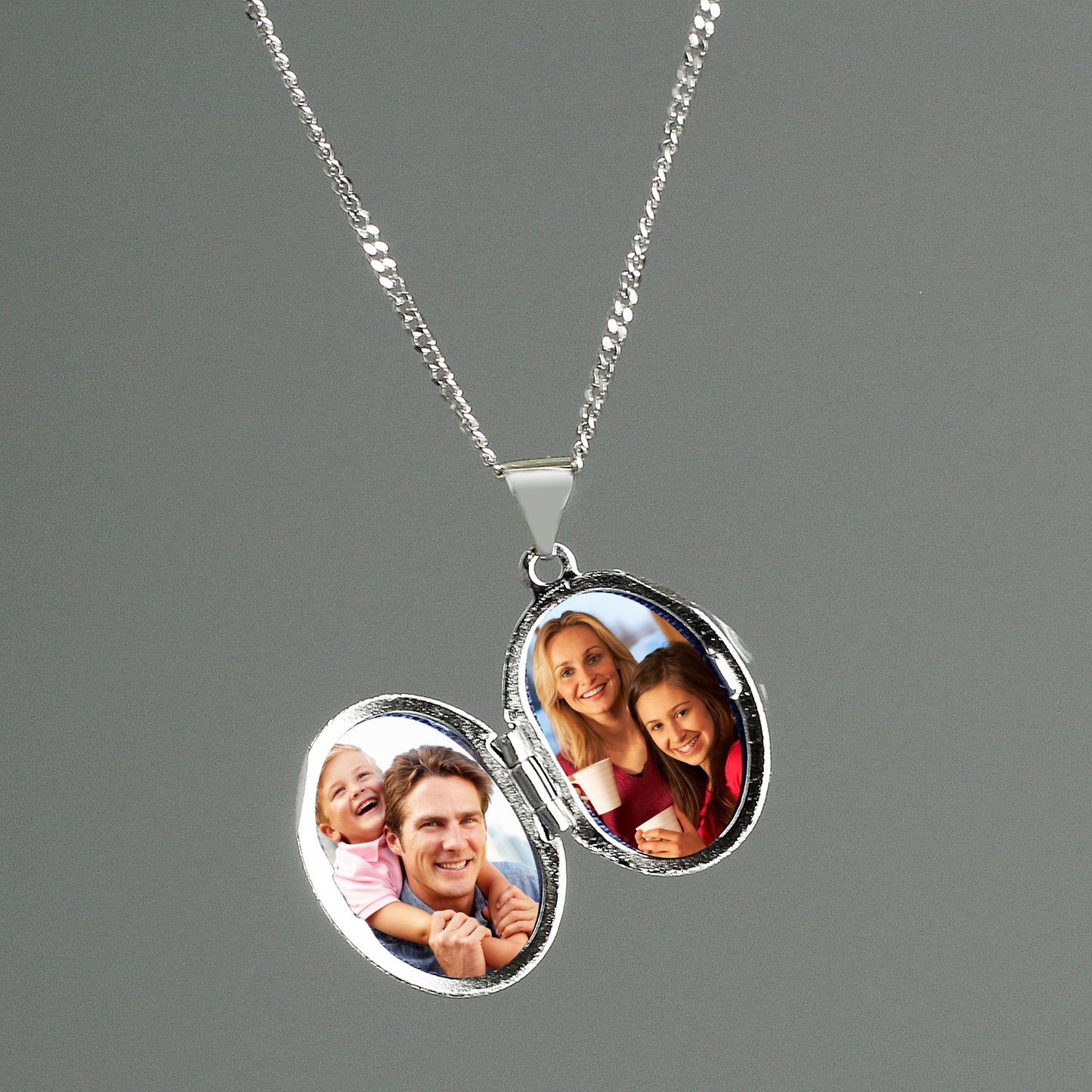 Personalised Name Only Sterling Silver Oval Locket Necklace