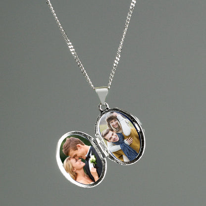 Personalised Name Only Sterling Silver Oval Locket Necklace