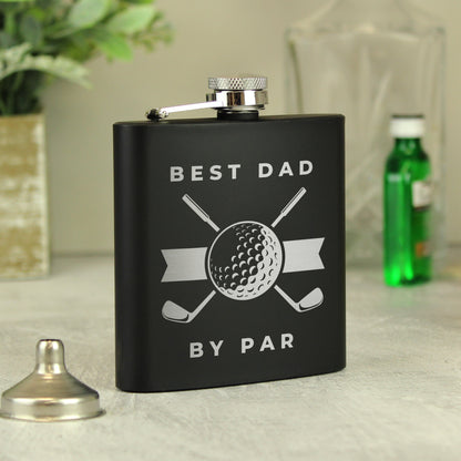 Personalised Golf Black Hip Flask