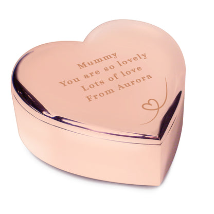 Personalised Rose Gold Heart Trinket Box