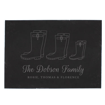 Personalised Welly Boot Family of Three Slate