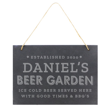 Personalised Beer Garden Hanging Large Slate Sign