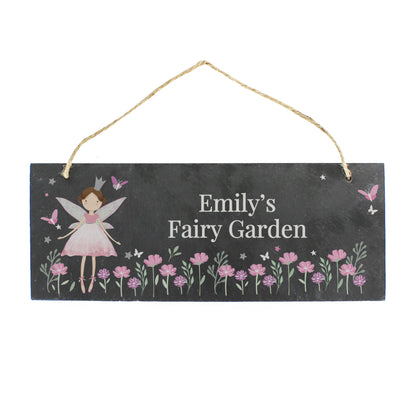 Personalised Fairy Princess Garden Hanging Slate Sign