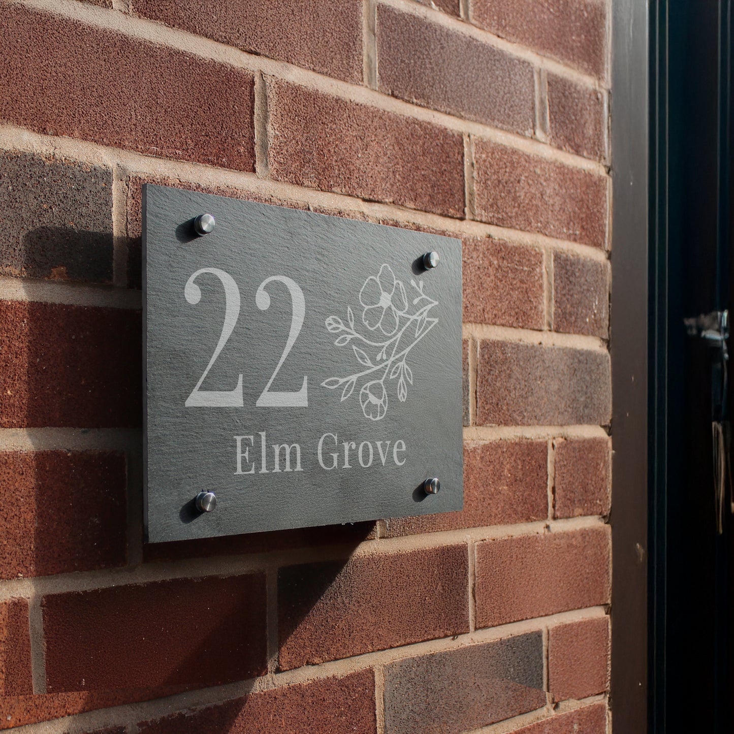 Personalised Floral Slate House Sign