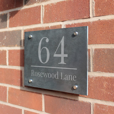 Personalised Large Number Slate House Sign