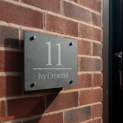 Personalised Large Number Slate House Sign