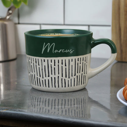 Personalised Green Dipped Dash Ceramic Mug
