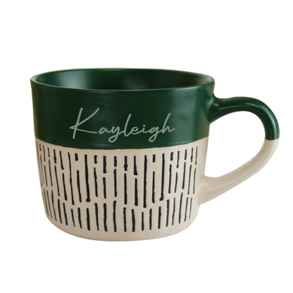 Personalised Green Dipped Dash Ceramic Mug