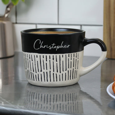 Personalised Black Dipped Dash Ceramic Mug