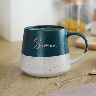 Personalised Name Blue Speckled Ceramic Mug