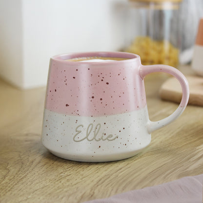Personalised Name Pink Speckled Ceramic Mug