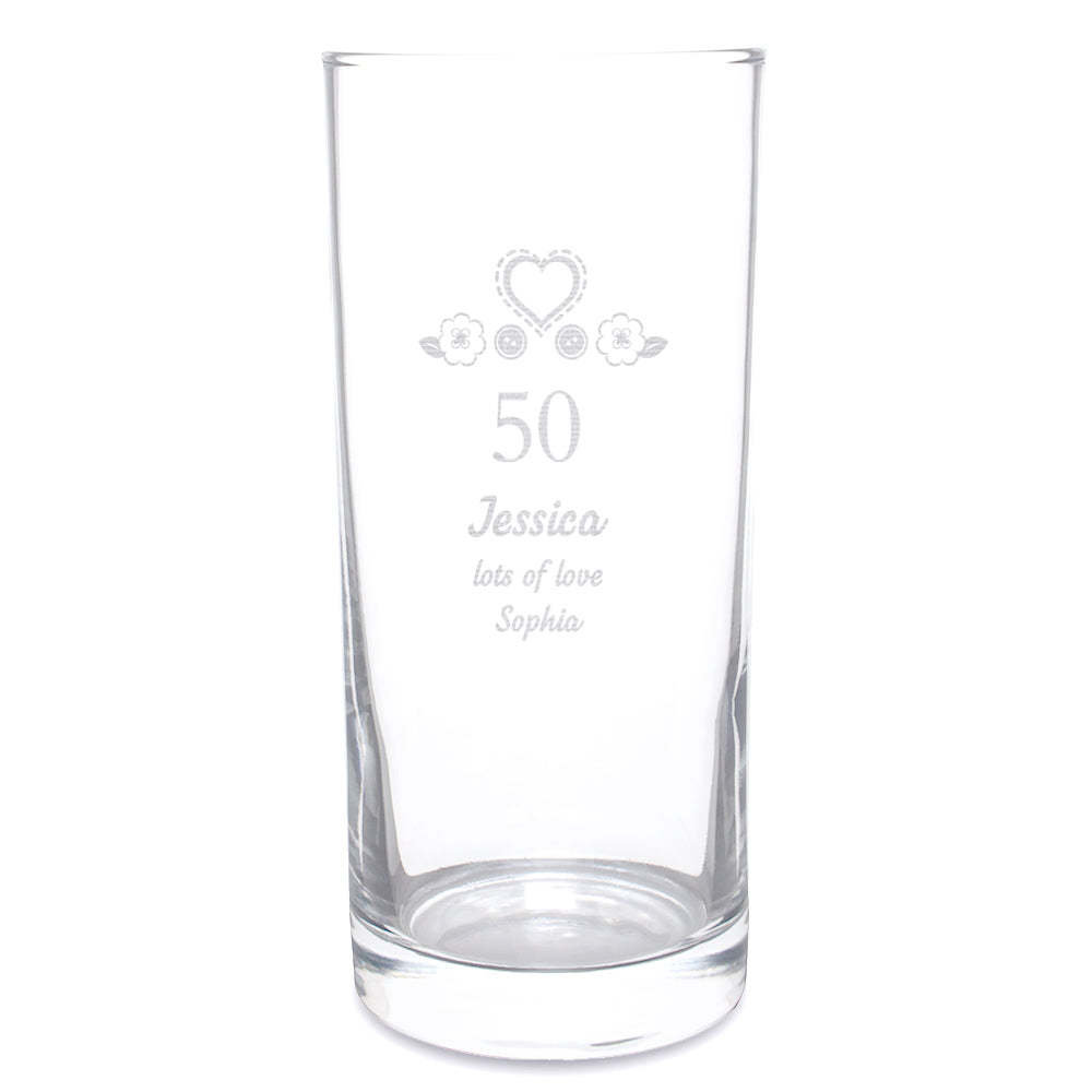 Personalised Birthday Craft Hi Ball Glass