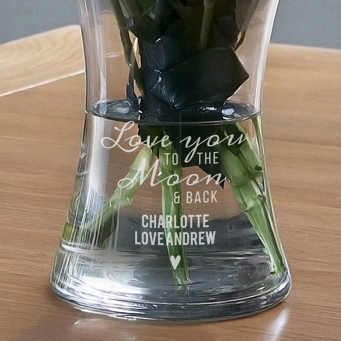 Personalised Love You To The Moon and Back Glass Vase