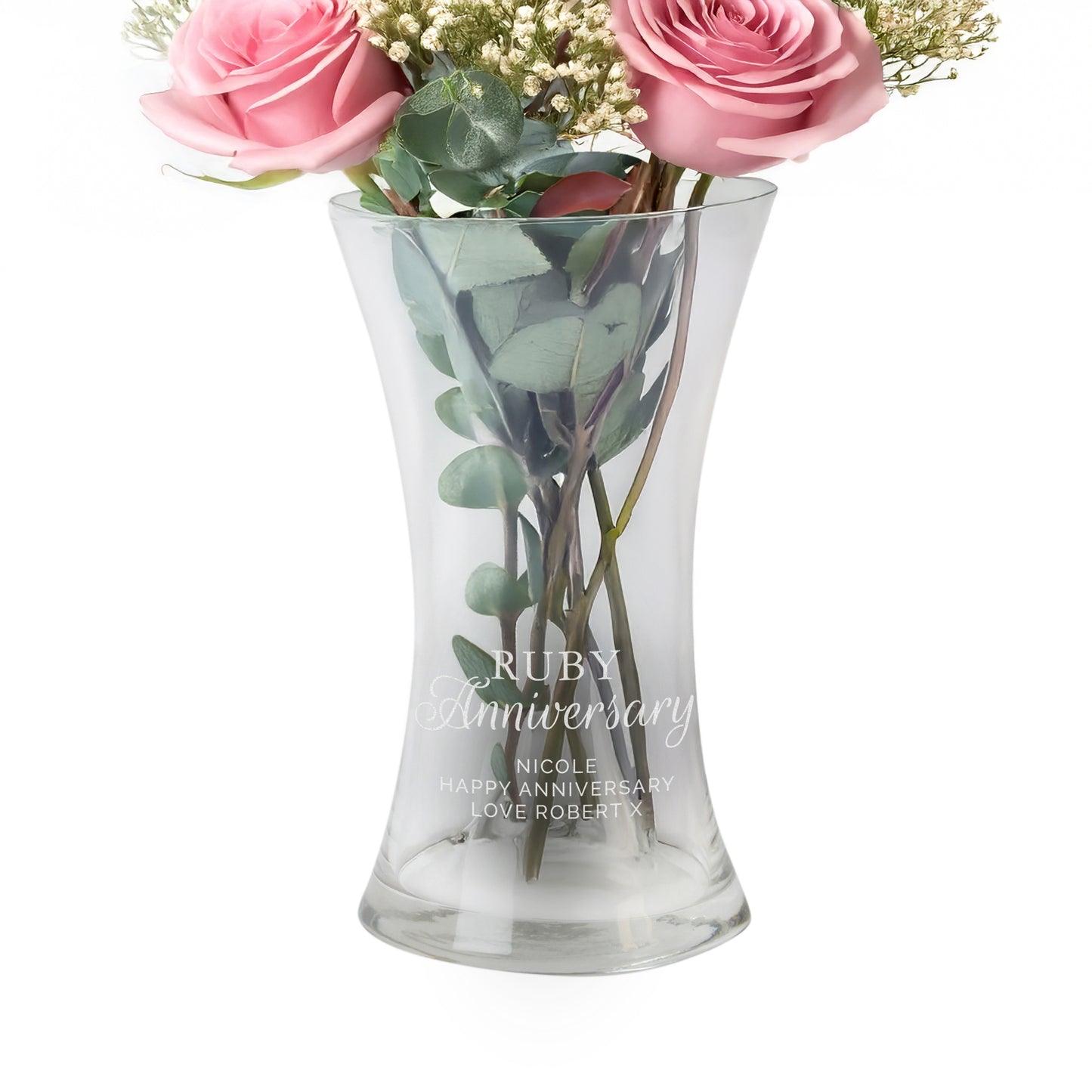 Personalised 'Ruby Anniversary' Glass Vase